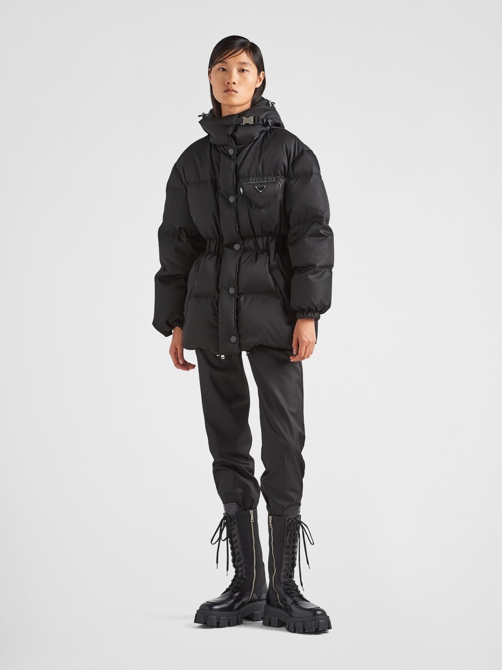 Prada Re-Nylon Goose Down Hooded Parka with Iconic Triangle Chest Pocket Size 38 - Picture 2 of 15